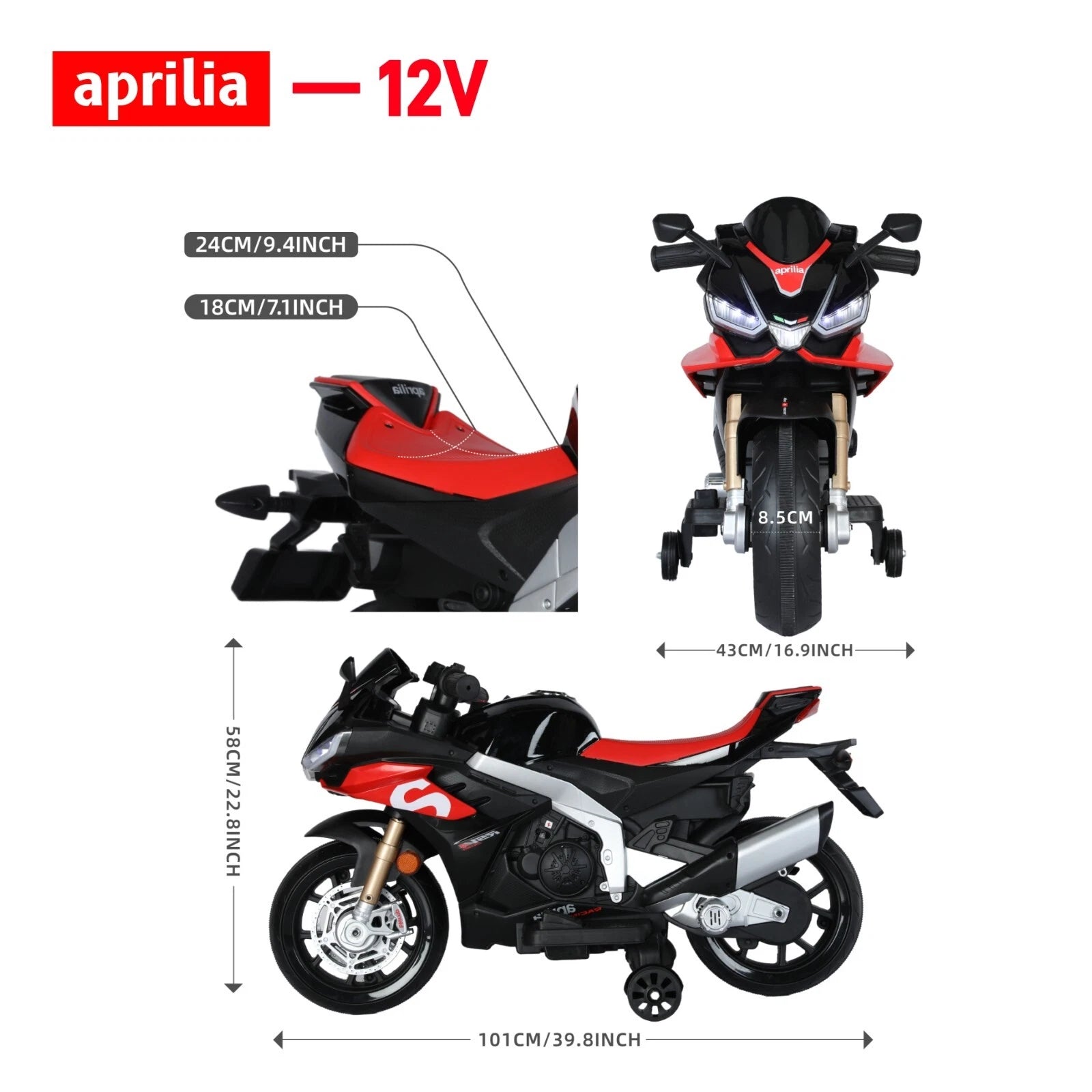 Aprilia Licensed Kids Electric Motorcycle Battery Power Dirt Bike Ride on Toy
