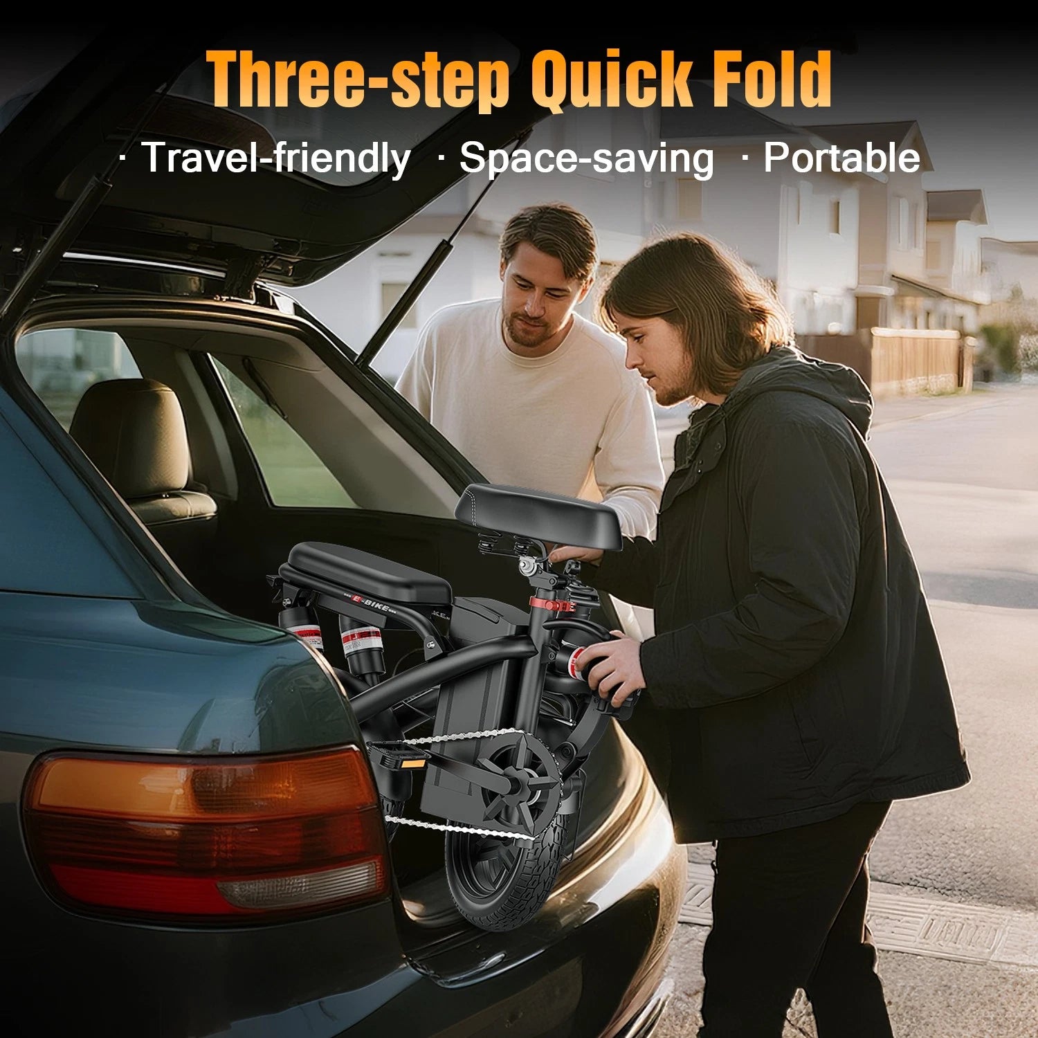 Foldable Electric Bike Peak 1000W 45Miles 25MPH E Bikes UL 2849 Certified Adult