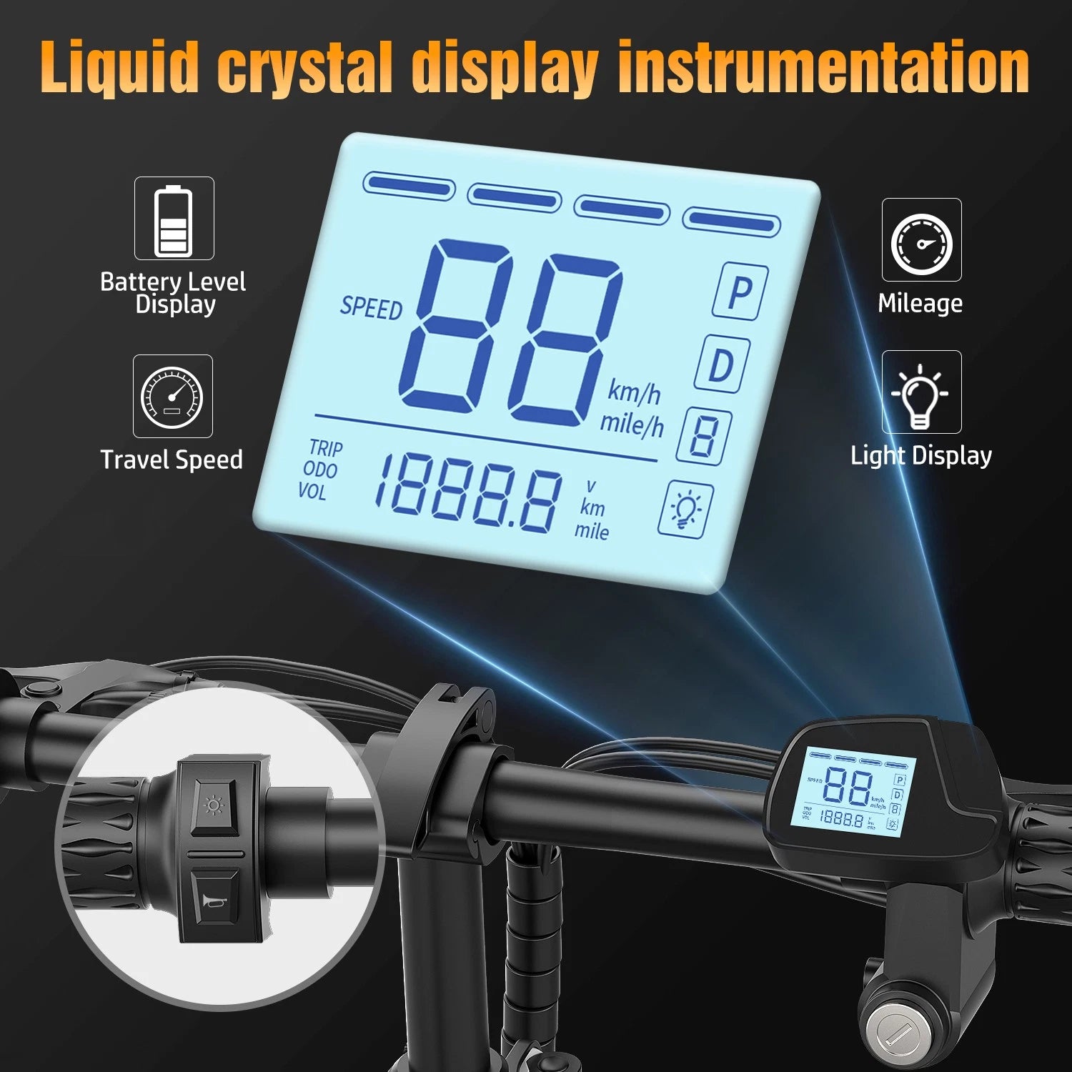 Foldable Electric Bike Peak 1000W 45Miles 25MPH E Bikes UL 2849 Certified Adult