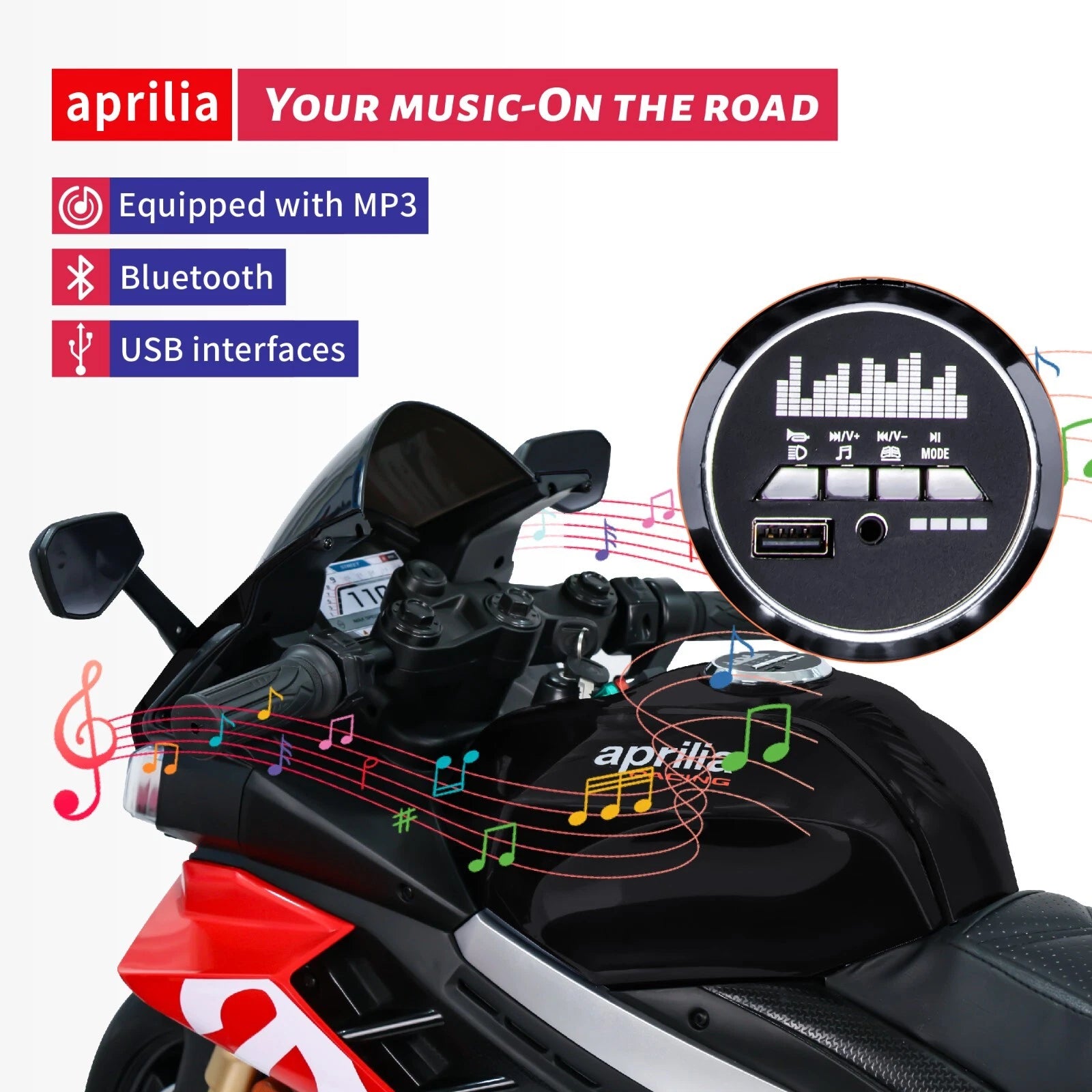 Aprilia Licensed Kids Electric Motorcycle Battery Power Dirt Bike Ride on Toy