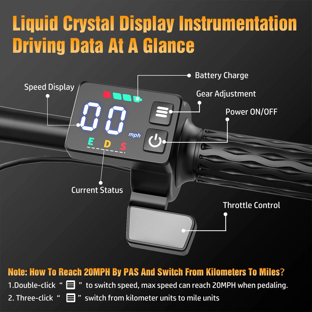 Foldable Electric Bike Peak 1000W 45Miles 25MPH E Bikes UL 2849 Certified Adult